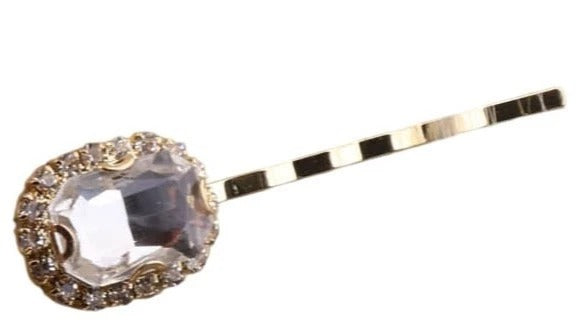 Elegant Gold Bobby Clips with Sparkling CZ Stones, Minimal Bridal Wedding Hair Accessories for Women & Girls (Pack of 2)