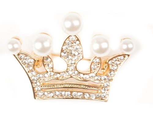 Dress Pin Crown Design with Brooches and Cubic Zirconia Rhinestones
