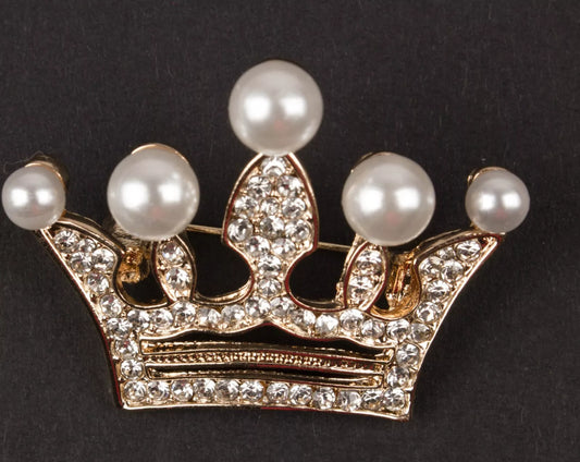 Dress Pin Crown Design with Brooches and Cubic Zirconia Rhinestones