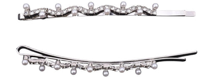 2 pcs Rhinestone slim metal bobby pins