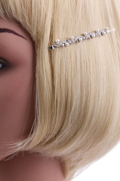 2 pcs Rhinestone slim metal bobby pins