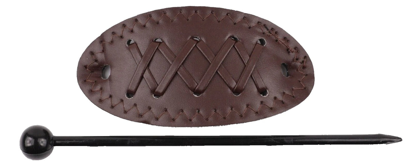 Wide Barrette Hair Clip with Stick – Faux Leather Ponytail Holder for Women