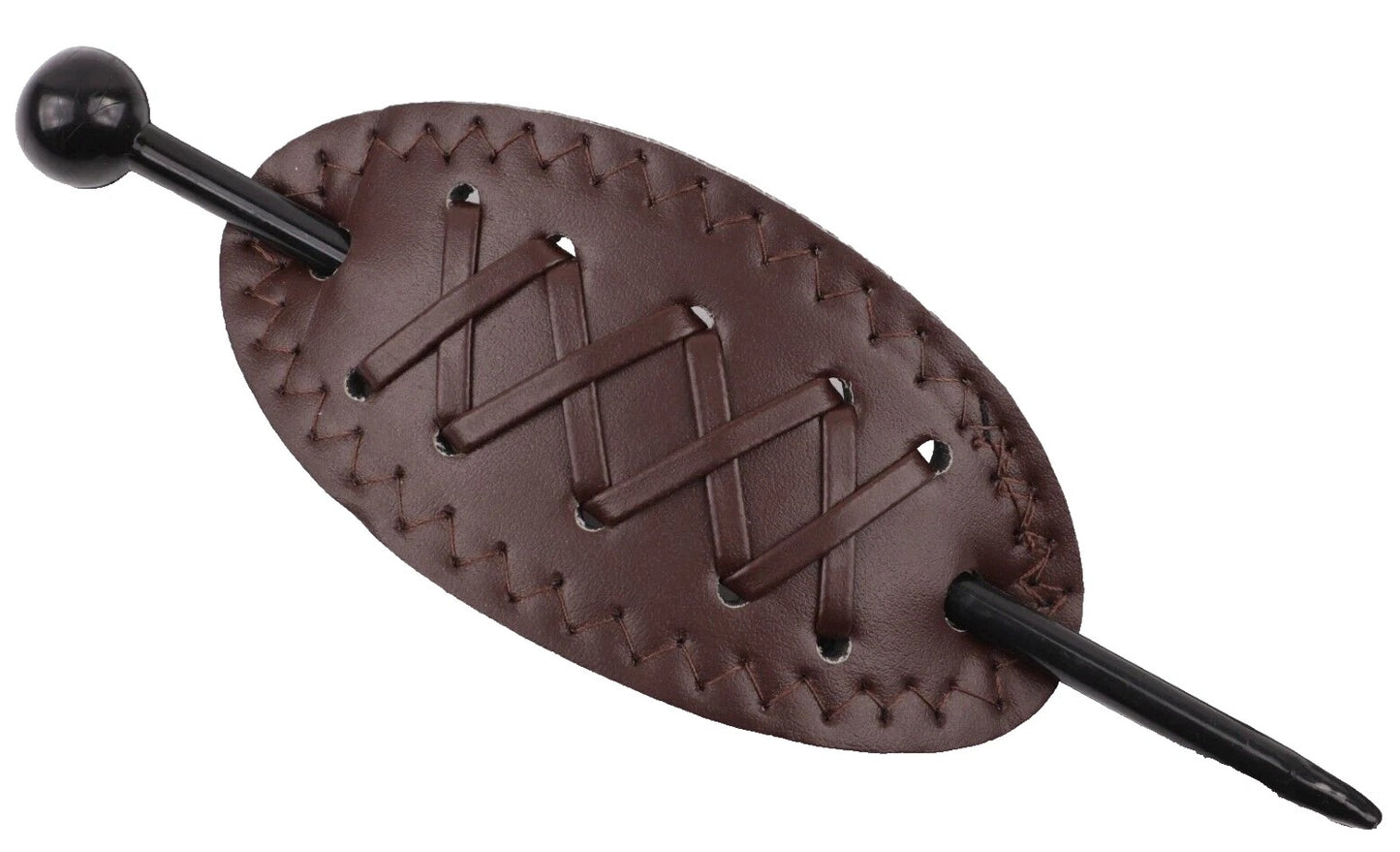Wide Barrette Hair Clip with Stick – Faux Leather Ponytail Holder for Women