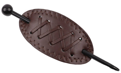 Wide Barrette Hair Clip with Stick – Faux Leather Ponytail Holder for Women