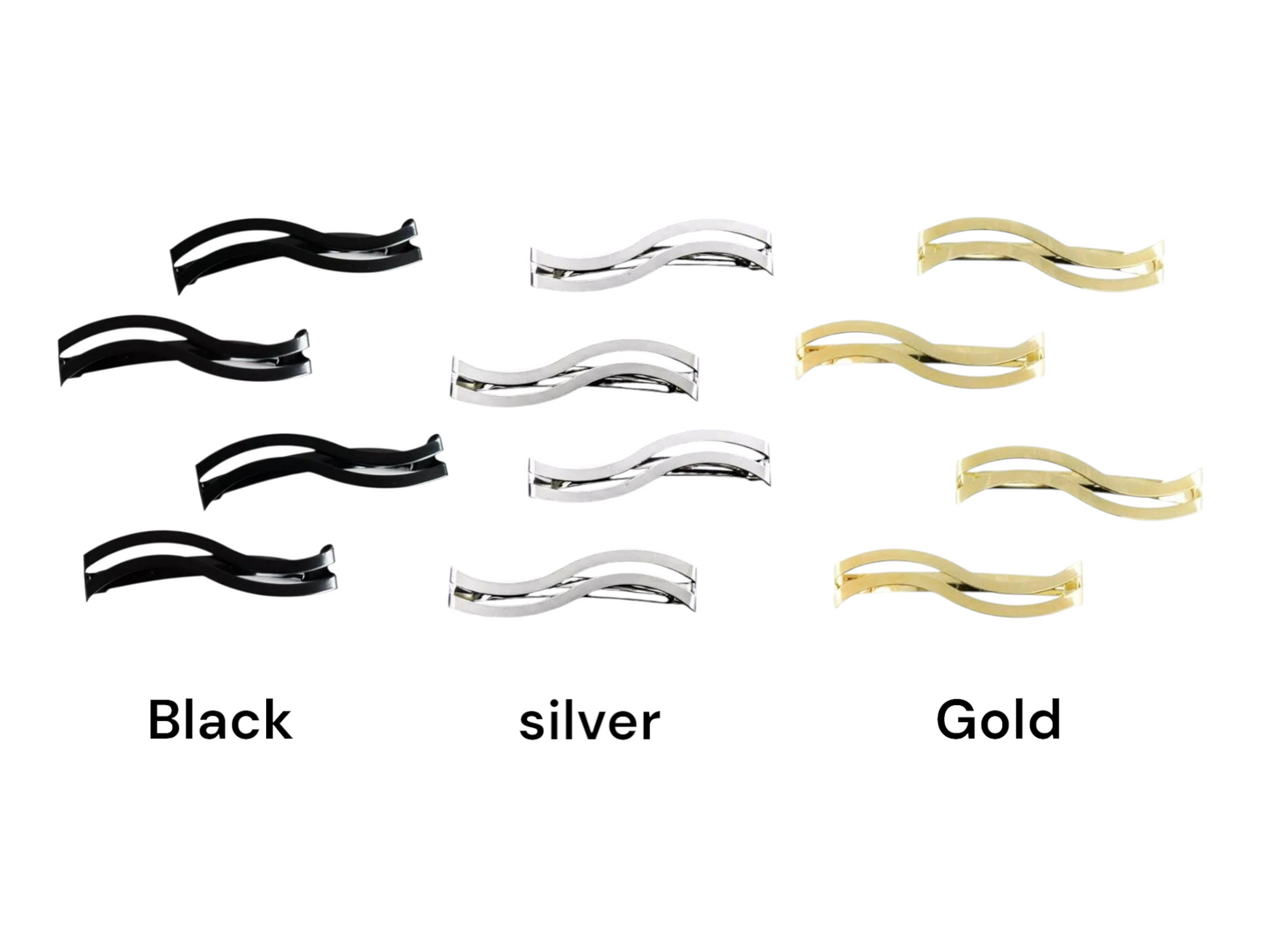 4 Pcs Double bar Wavy barrette hair clip