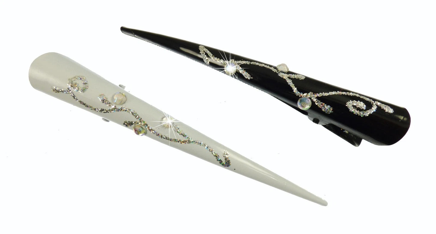 Large Metal Beak Hair Clip Concorde Pelican Clip with Crystals Glitter for Women Hair Styling