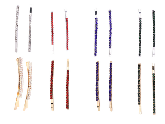 2Pcs Rhinestone bobby hair slider