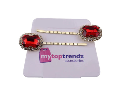 Elegant Gold Bobby Clips with Sparkling CZ Stones, Minimal Bridal Wedding Hair Accessories for Women & Girls (Pack of 2)