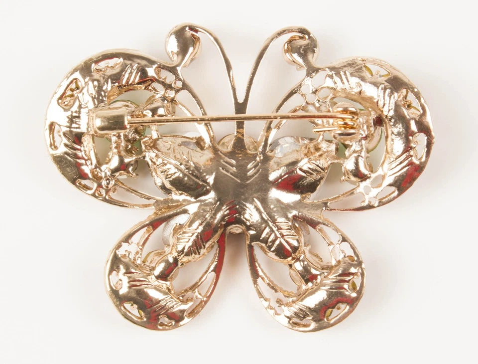 Vintage Butterfly Brooch Pin, Rhinestones, Crystal Brooches, Ladies' and Girls' Scarf Clips