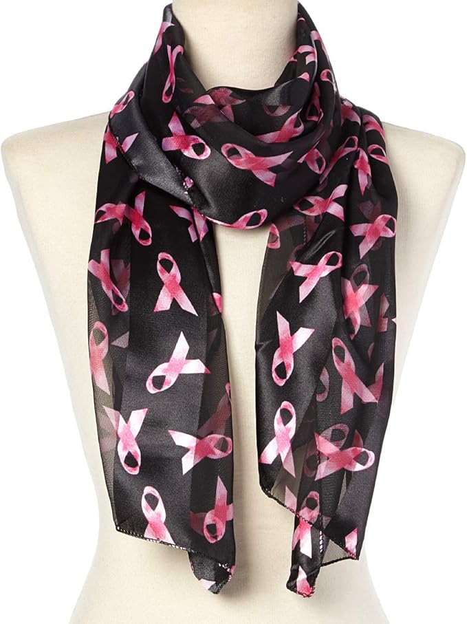 Women's Fashion Scarf, Breast Cancer Awareness Accessory, Soft, Lightweight, Printed Ladies Girls Neck Head Sash Scarf.
