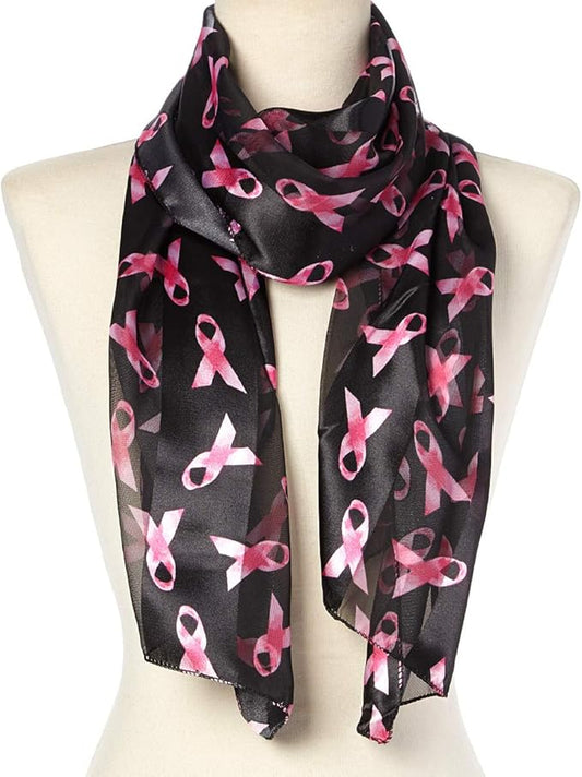 Women's Fashion Scarf, Breast Cancer Awareness Accessory, Soft, Lightweight, Printed Ladies Girls Neck Head Sash Scarf.