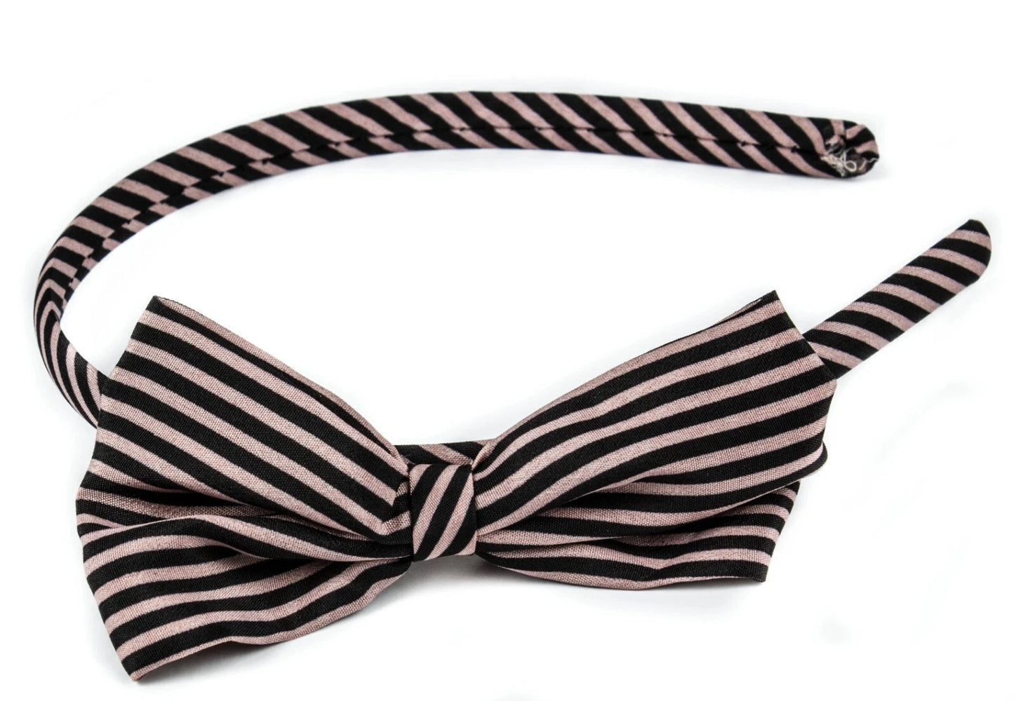 Classic Striped Bow Headband | Thin Satin Covered Hair Accessory