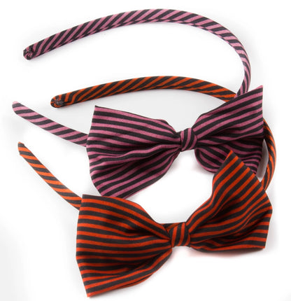 Classic Striped Bow Headband | Thin Satin Covered Hair Accessory