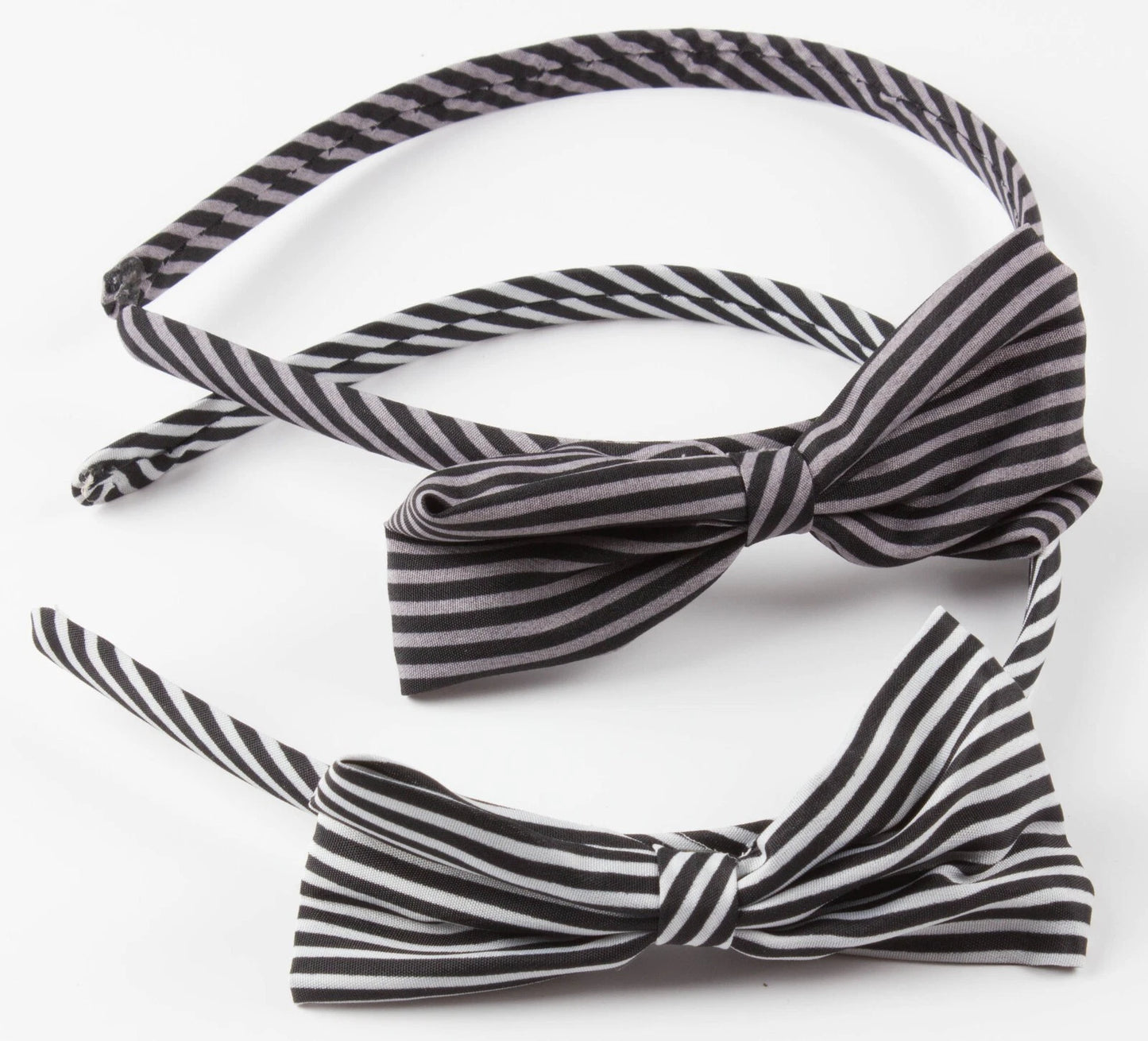 Classic Striped Bow Headband | Thin Satin Covered Hair Accessory