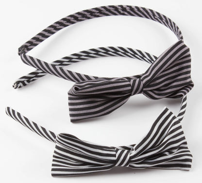 Classic Striped Bow Headband | Thin Satin Covered Hair Accessory