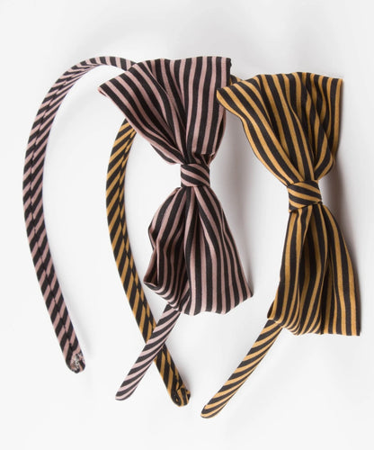 Classic Striped Bow Headband | Thin Satin Covered Hair Accessory