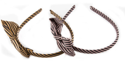Classic Striped Bow Headband | Thin Satin Covered Hair Accessory
