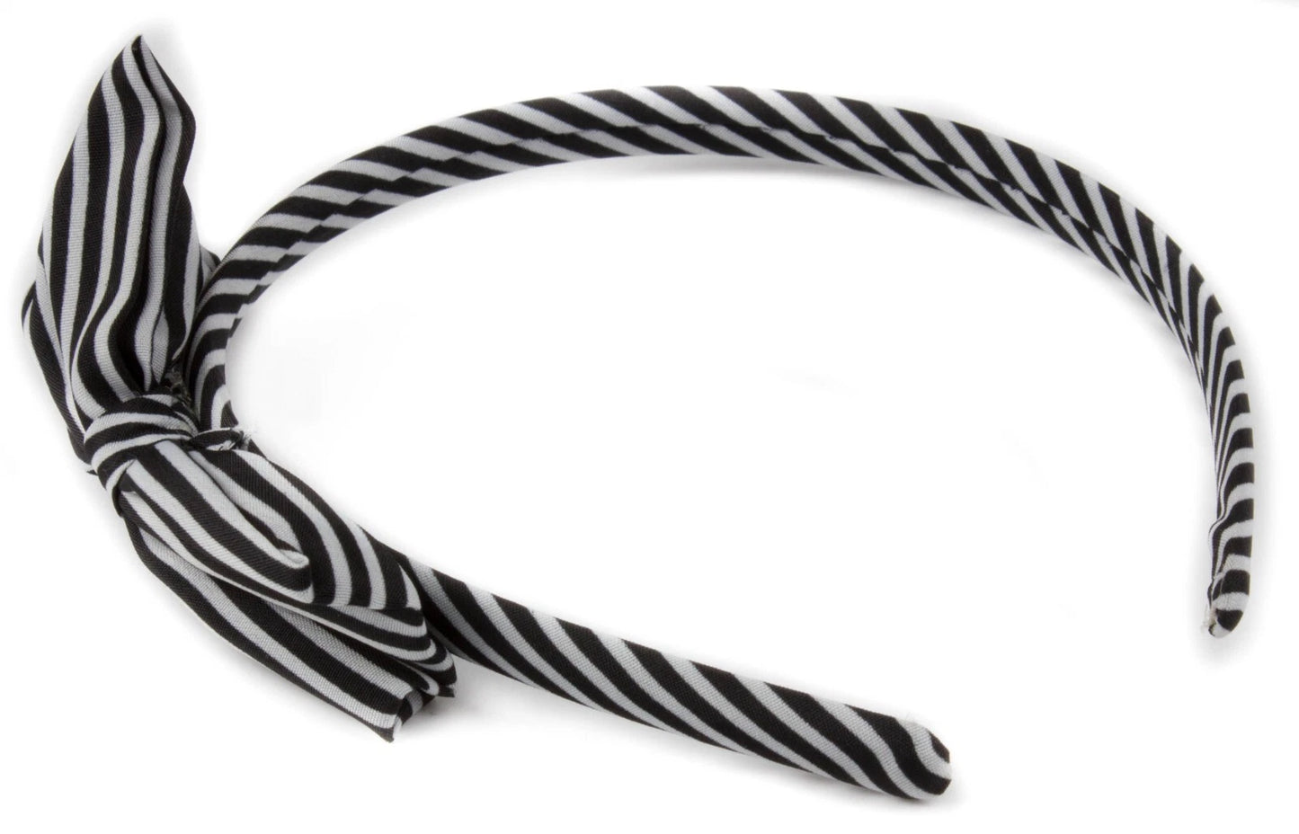 Classic Striped Bow Headband | Thin Satin Covered Hair Accessory
