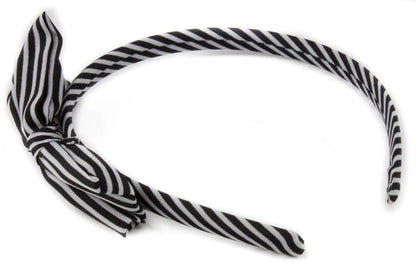 Classic Striped Bow Headband | Thin Satin Covered Hair Accessory