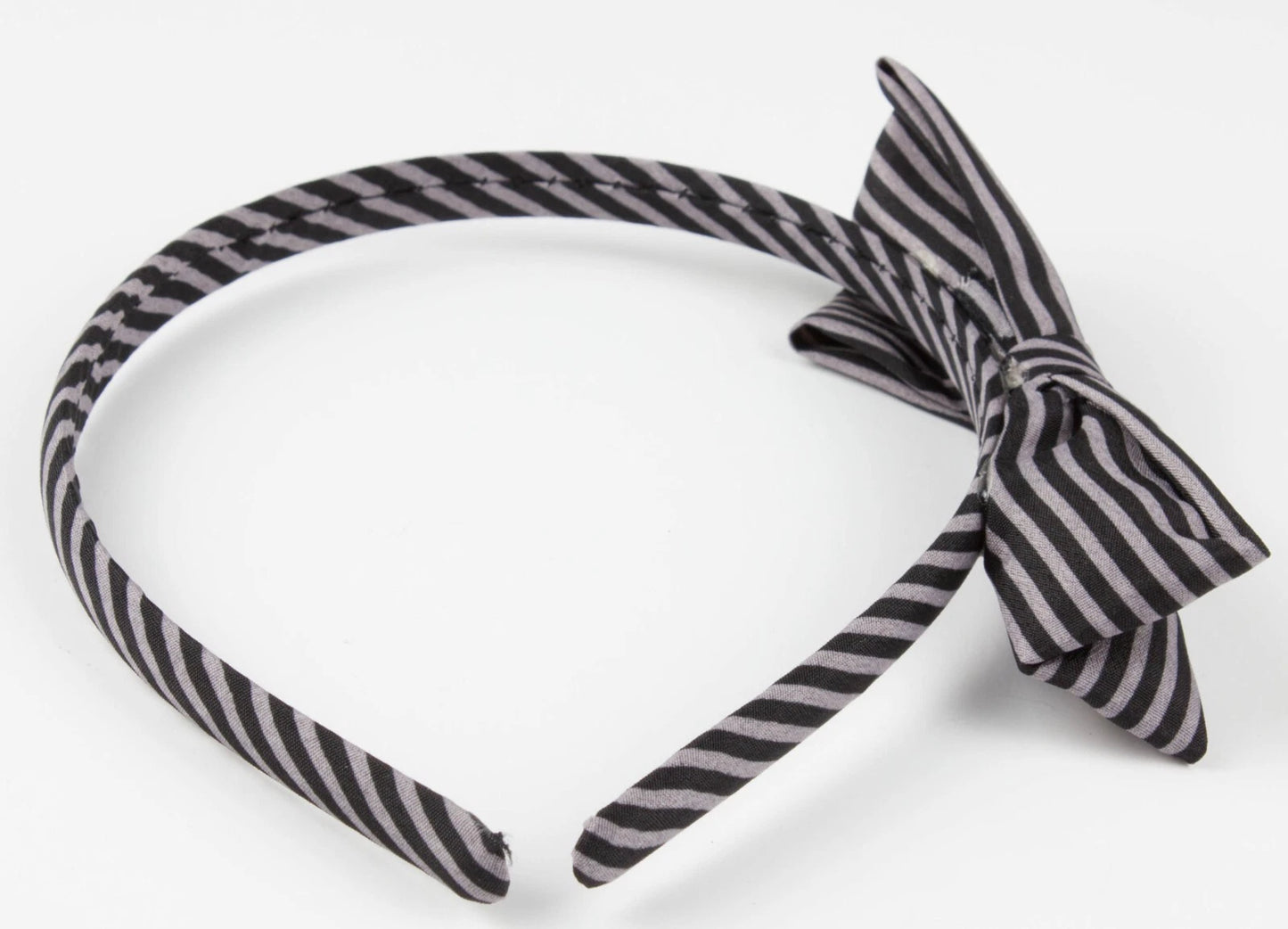 Classic Striped Bow Headband | Thin Satin Covered Hair Accessory
