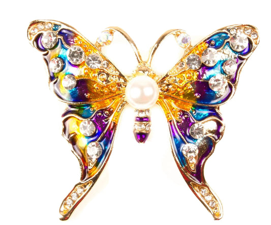 Vintage Butterfly Brooch Pin, Rhinestones, Crystal Brooches, Ladies' and Girls' Scarf Clips
