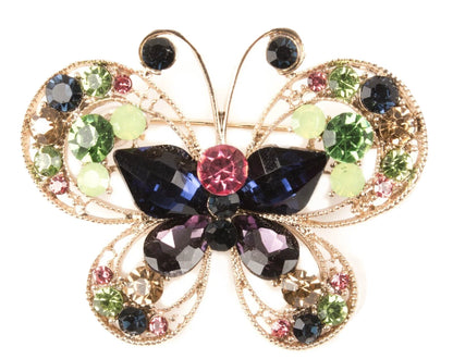 Vintage Butterfly Brooch Pin, Rhinestones, Crystal Brooches, Ladies' and Girls' Scarf Clips