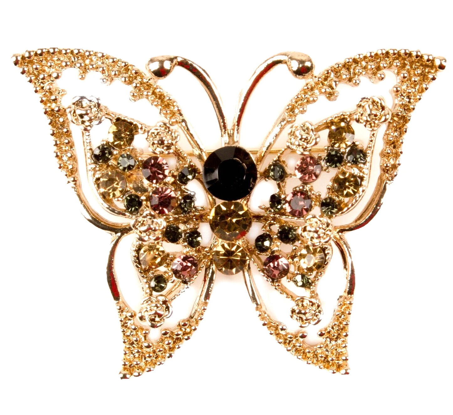 Vintage Butterfly Brooch Pin, Rhinestones, Crystal Brooches, Ladies' and Girls' Scarf Clips