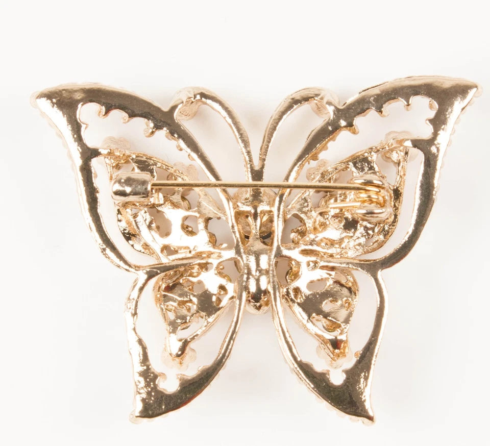 Vintage Butterfly Brooch Pin, Rhinestones, Crystal Brooches, Ladies' and Girls' Scarf Clips