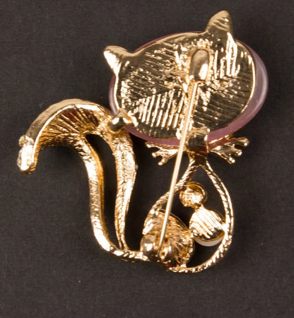RHINESTONE BROOCH ROSE GOLD CAT