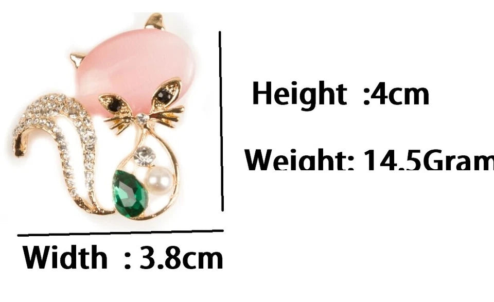 RHINESTONE BROOCH ROSE GOLD CAT