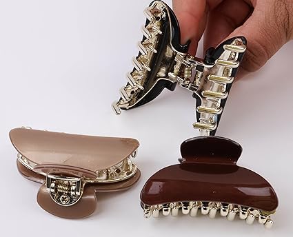 3-Pack Medium Claw Hair Clips: Strong Hold, Non-Slip, Durable Chunky Design