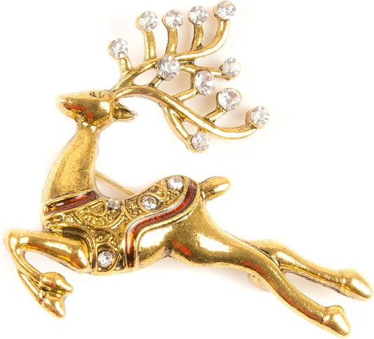 Golden Glimmer Reindeer Brooch and Lapel Pins