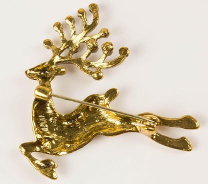 Golden Glimmer Reindeer Brooch and Lapel Pins