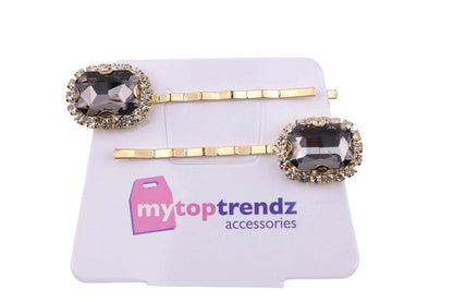 Elegant Gold Bobby Clips with Sparkling CZ Stones, Minimal Bridal Wedding Hair Accessories for Women & Girls (Pack of 2)