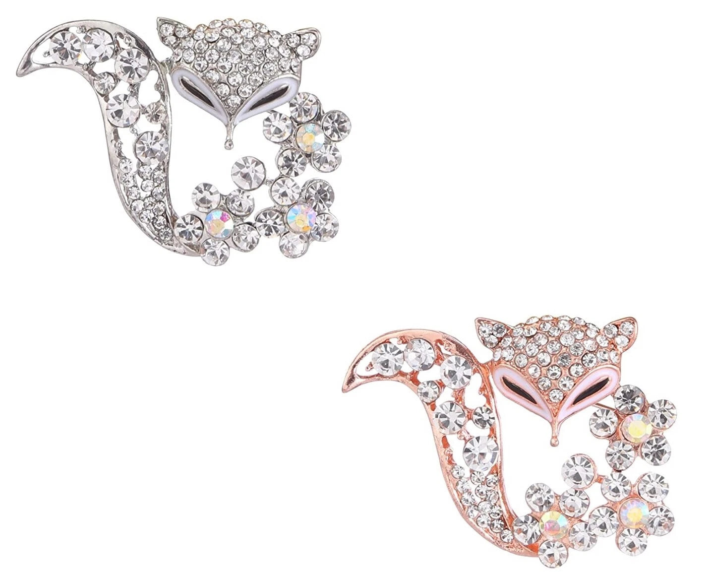 Adorable Animal Brooch with Sparkling Crystal Diamante Dress Pins