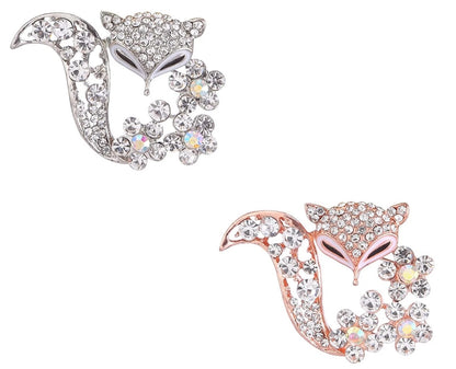 Adorable Animal Brooch with Sparkling Crystal Diamante Dress Pins