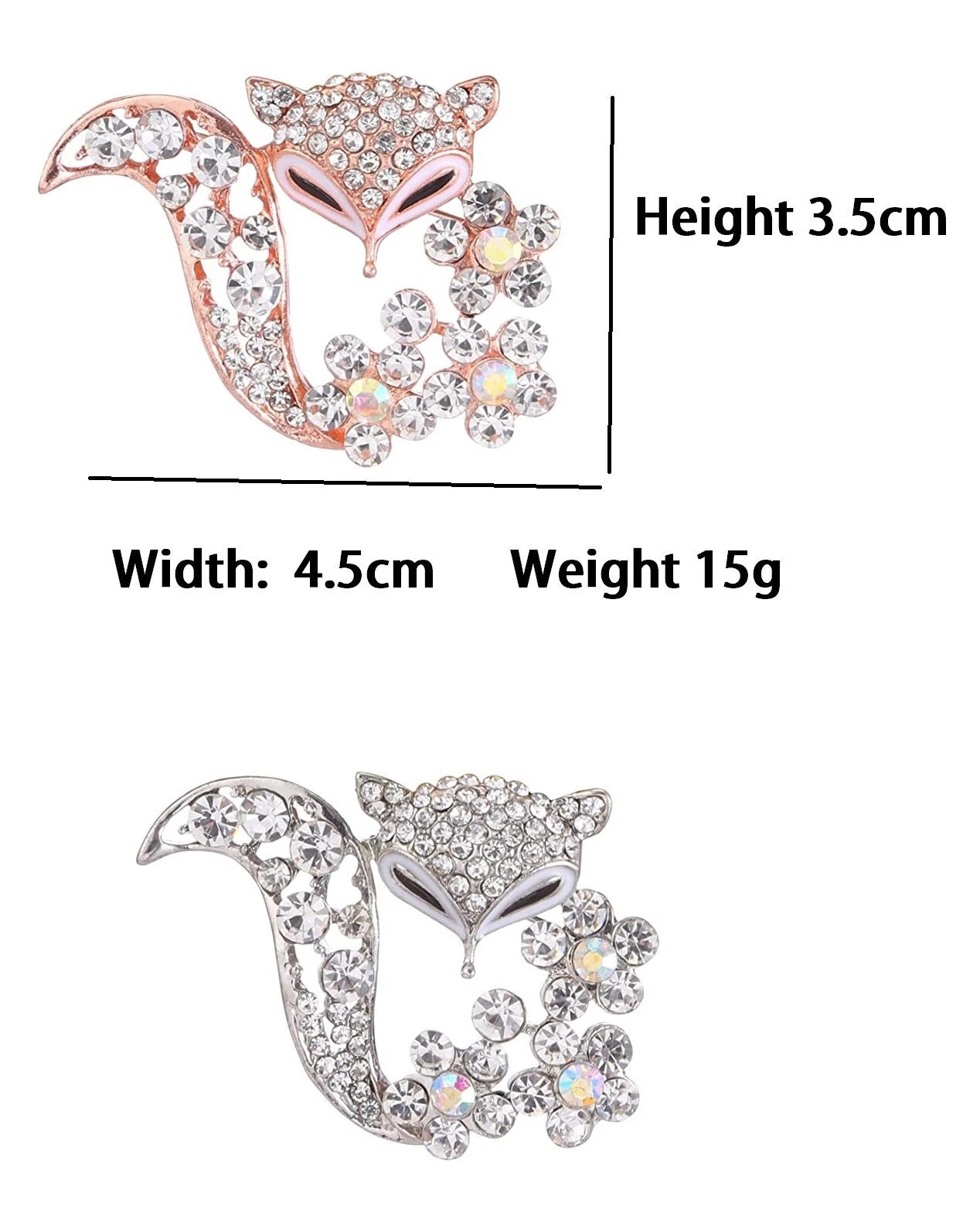 Adorable Animal Brooch with Sparkling Crystal Diamante Dress Pins