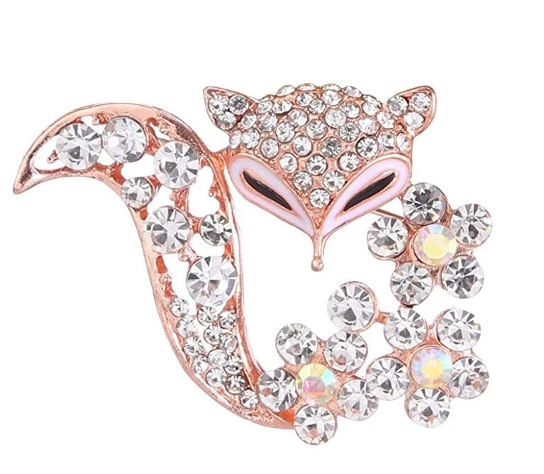 Adorable Animal Brooch with Sparkling Crystal Diamante Dress Pins