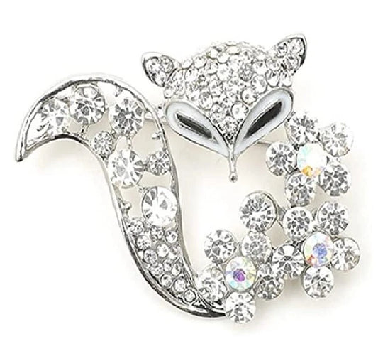 Adorable Animal Brooch with Sparkling Crystal Diamante Dress Pins