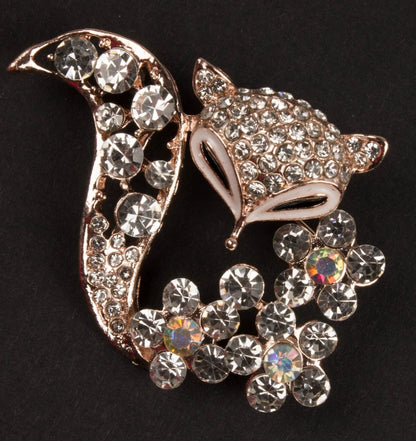 Adorable Animal Brooch with Sparkling Crystal Diamante Dress Pins