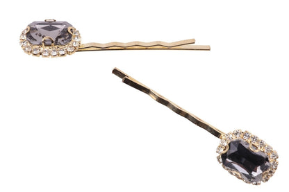 Elegant Gold Bobby Clips with Sparkling CZ Stones, Minimal Bridal Wedding Hair Accessories for Women & Girls (Pack of 2)