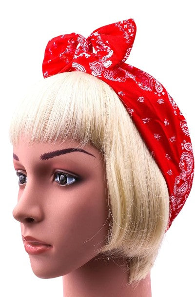 Paisley bandana printed bow knotted headband