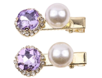 Crystal Pearl Gold Bobby Pins Hair Clips Decorative Slides for Women Wedding Party (Pack of 4)