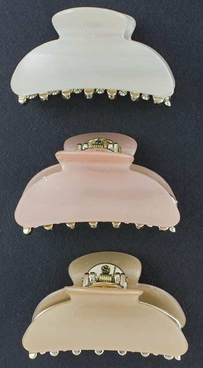 3-Pack Medium Claw Hair Clips: Strong Hold, Non-Slip, Durable Chunky Design