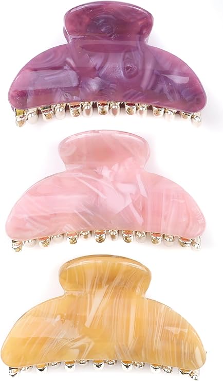 3-Pack Medium Claw Hair Clips: Strong Hold, Non-Slip, Durable Chunky Design