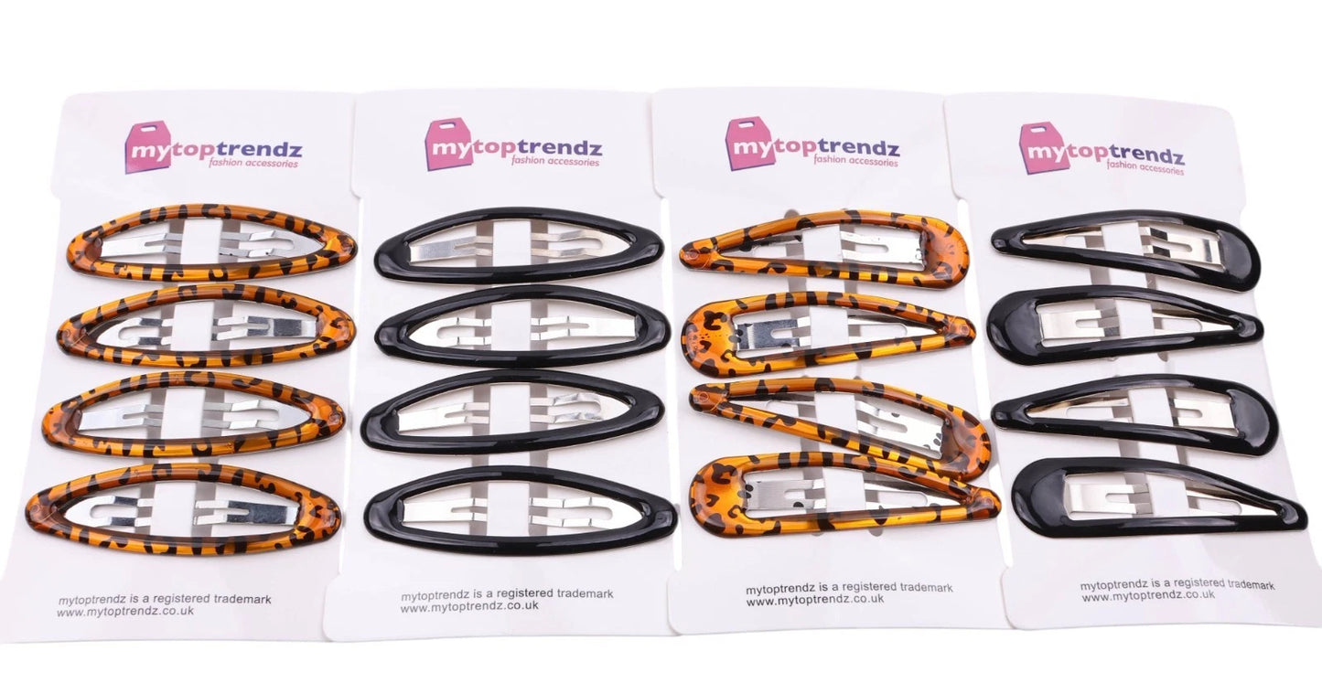 Set of 4 Girls/Women's Hair Snap Grips - Non-Slip, Contour Design Hair Accessories