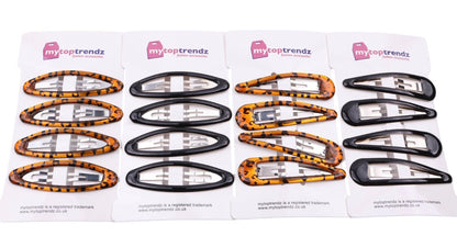 Set of 4 Girls/Women's Hair Snap Grips - Non-Slip, Contour Design Hair Accessories