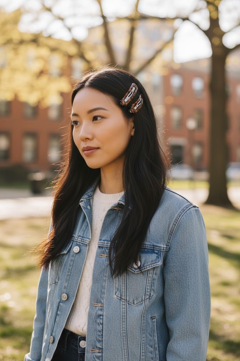 Large Epoxy Hair Snap Clips (4-Pack) - No-Slip Sleepies Barrettes for Women & Girls