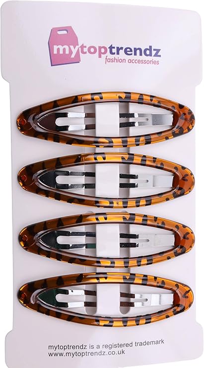 Set of 4 Girls/Women's Hair Snap Grips - Non-Slip, Contour Design Hair Accessories