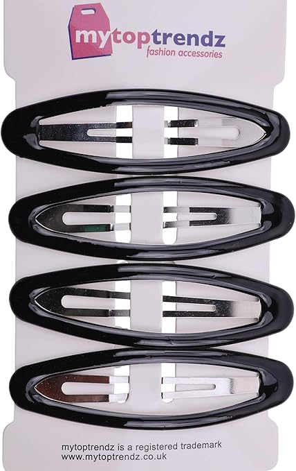 Set of 4 Girls/Women's Hair Snap Grips - Non-Slip, Contour Design Hair Accessories